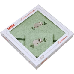 WÖRNER SÜDFROTTIER Set Washandje + Badcape Luiaard Hello Liv -Babyverzorging Deals woerner suedfrottier set washandje badcape luiaard hello liv a384790 3